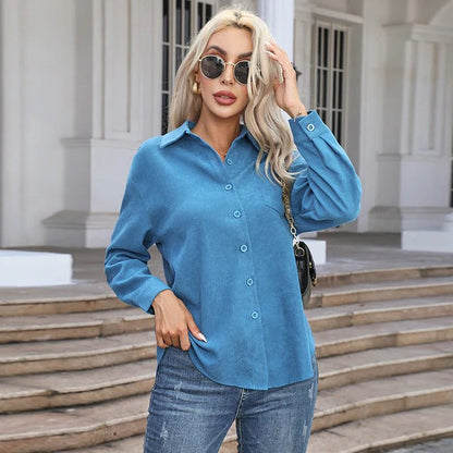 Blouse femme – Coupe décontractée – Tissu respirant doux – Manches longues boutonnées