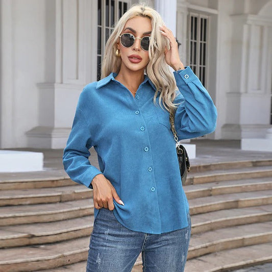 Blouse femme – Coupe décontractée – Tissu respirant doux – Manches longues boutonnées