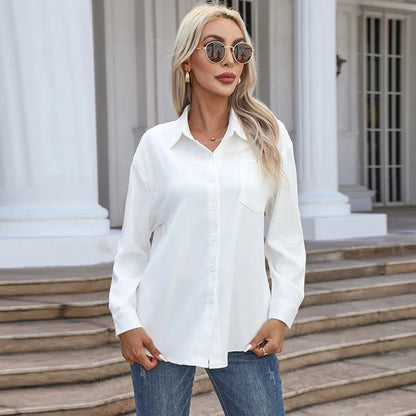 Blouse femme – Coupe décontractée – Tissu respirant doux – Manches longues boutonnées