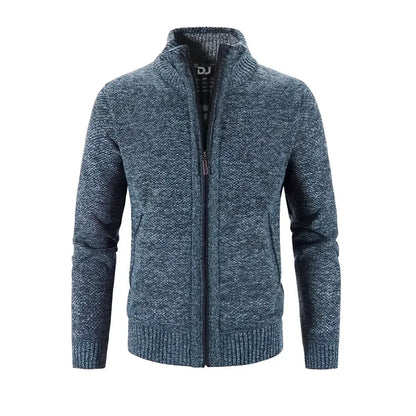 Gilet zippé homme – Coupe slim – Maille laine – Bords côtelés – Finitions contrastées
