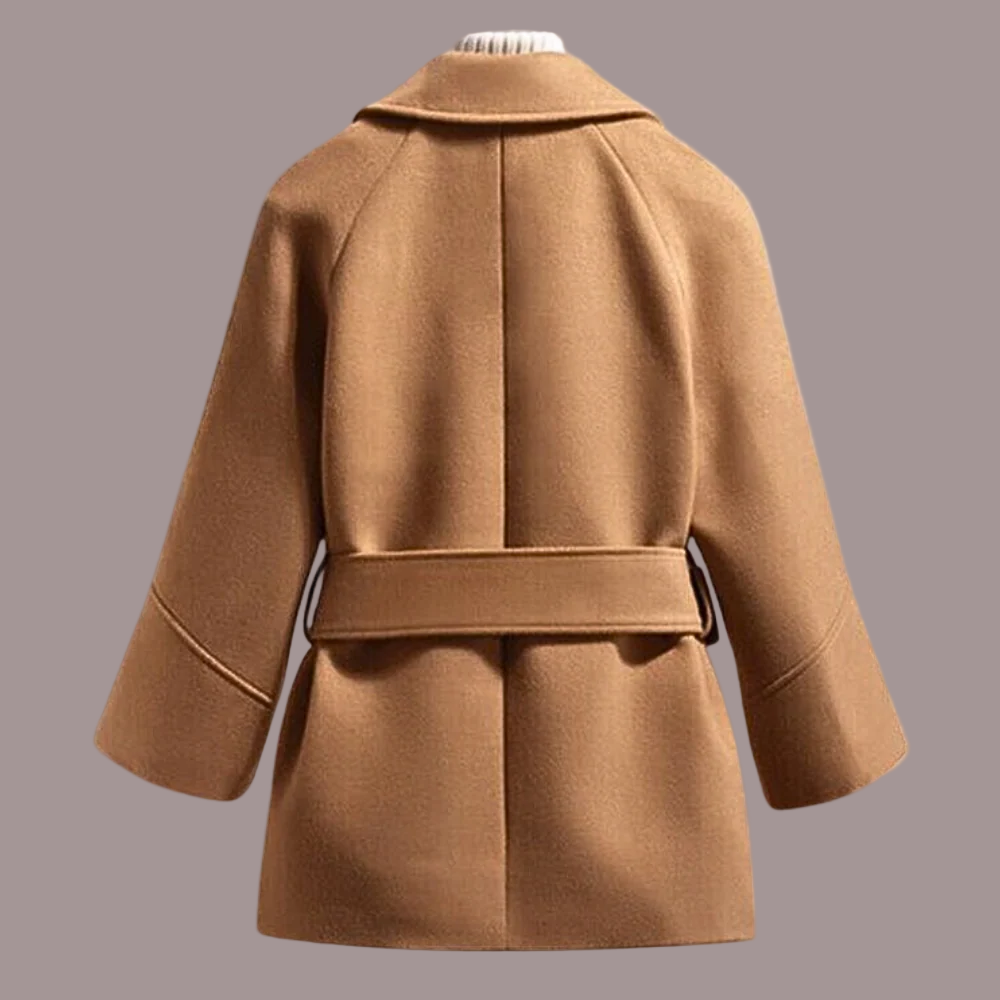 Femme Manteau - Laine Mélangée - Coupe Décontractée - Col Revers - Manches Amples