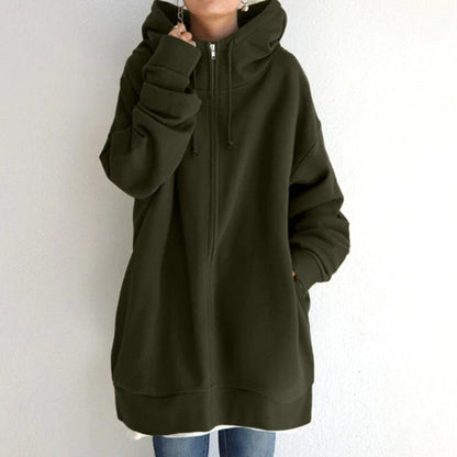 Sweat à capuche femme – Coupe oversize – Doux et chaud – Zippé – Manches longues