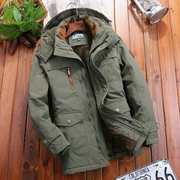 Veste homme oversize – Capuche – Épaules matelassées – Poches zippées – Doublure chaude