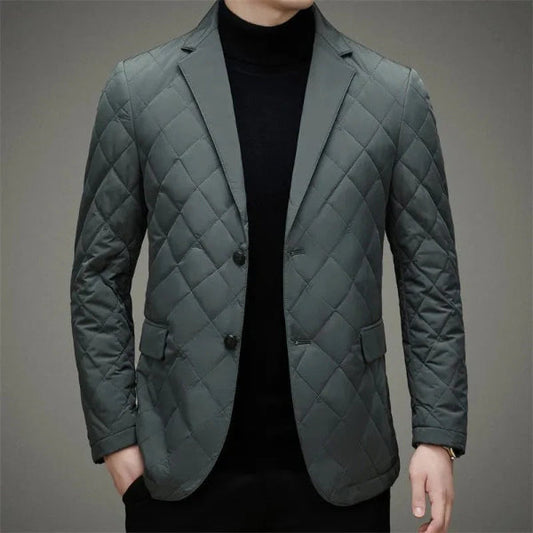 Veste matelassée homme – Coupe slim – Motif losange – Revers cranté – 2 boutons