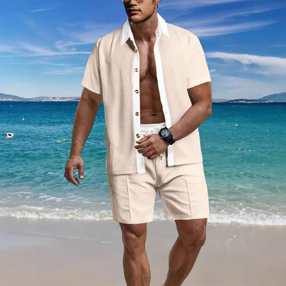 Chemise homme – Coupe décontractée – Tissu respirant – Manches courtes – Boutonnée