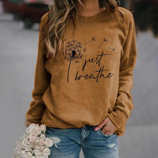 Sweat-shirt femme – Coupe décontractée – Coton doux – Manches longues confortables