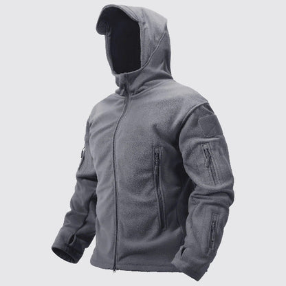 Manteau thermique homme – Coupe structurée – Polaire chaude – Capuche – Poches zippées