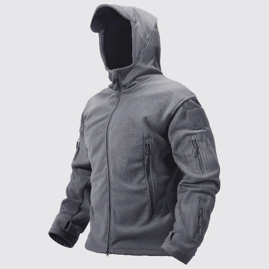 Manteau thermique homme – Coupe structurée – Polaire chaude – Capuche – Poches zippées