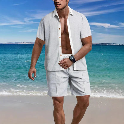 Chemise homme – Coupe décontractée – Tissu respirant – Manches courtes – Boutonnée
