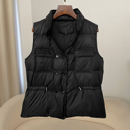 Veste sans manches femme – Matelassée – Coupe décontractée – Taille réglable – Boutons pression