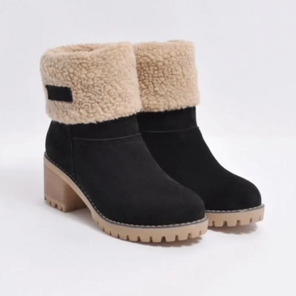 Bottes femme cheville – Doublure effet laine – Cuff rabattable – Talon large antidérapant