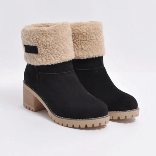 Bottes femme cheville – Doublure effet laine – Cuff rabattable – Talon large antidérapant
