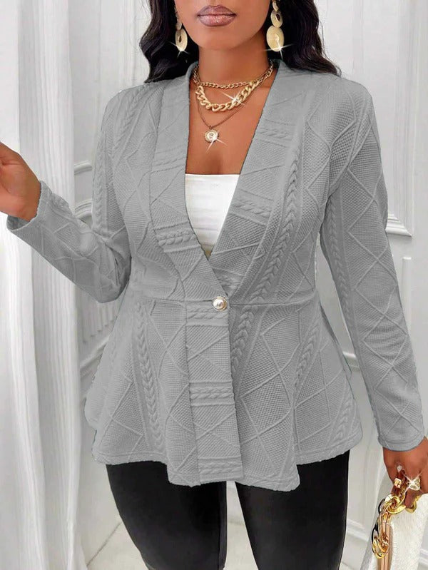 Veste blazer femme – Coupe cintrée – Tissu texturé – Fermeture un bouton