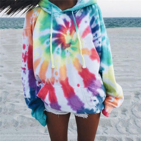 Sweat à capuche femme – Coupe oversize – Imprimé tie-dye – Coton respirant