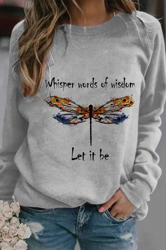 Sweatshirt femme – Coupe décontractée – Col rond – Manches longues – Motif graphique