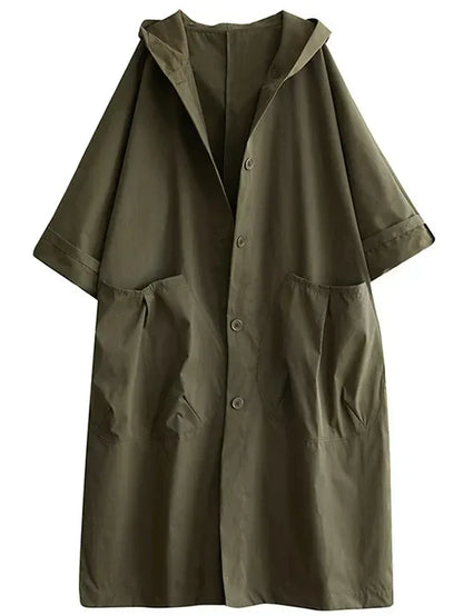 Manteau trench femme – Coupe oversize – Déperlant – Capuche – Longue à poches