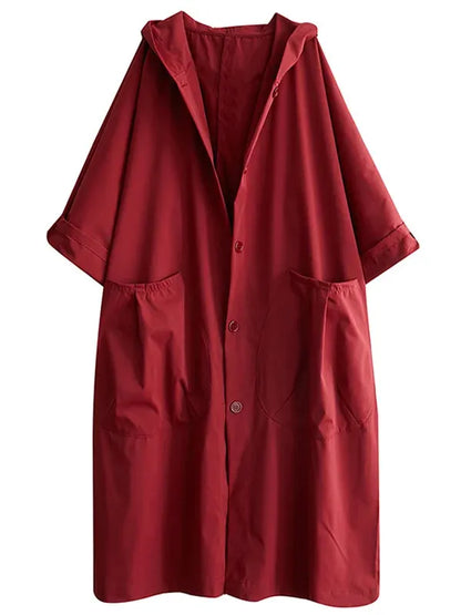 Manteau trench femme – Coupe oversize – Déperlant – Capuche – Longue à poches