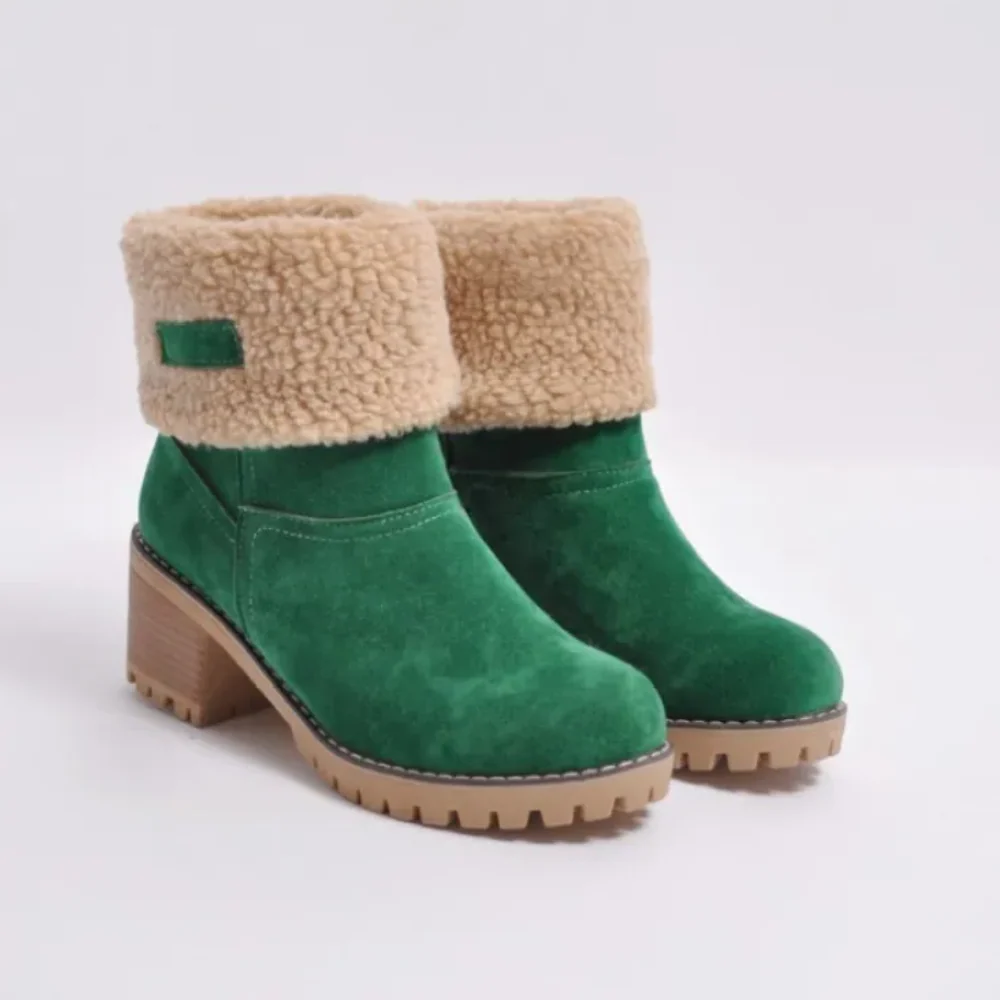 Bottes femme cheville – Doublure effet laine – Cuff rabattable – Talon large antidérapant