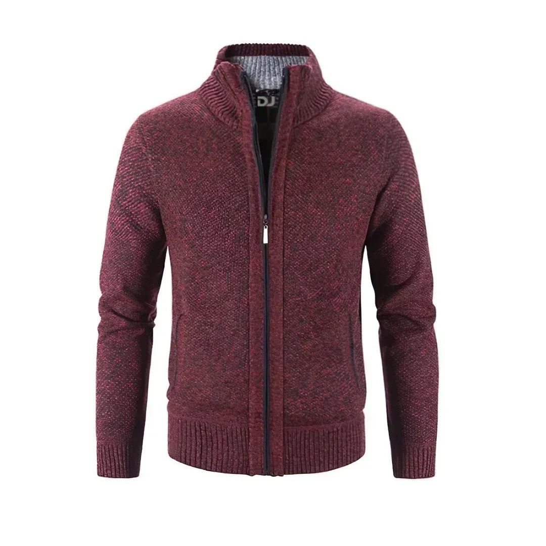 Gilet zippé homme – Coupe slim – Maille laine – Bords côtelés – Finitions contrastées