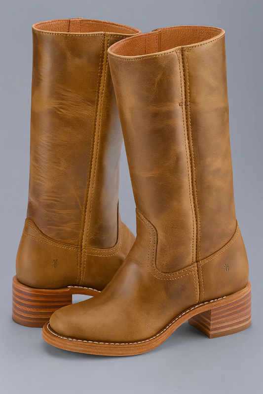 Bottes cavalières femme – Cuir lisse – Talon bloc – Coupe structurée mollet