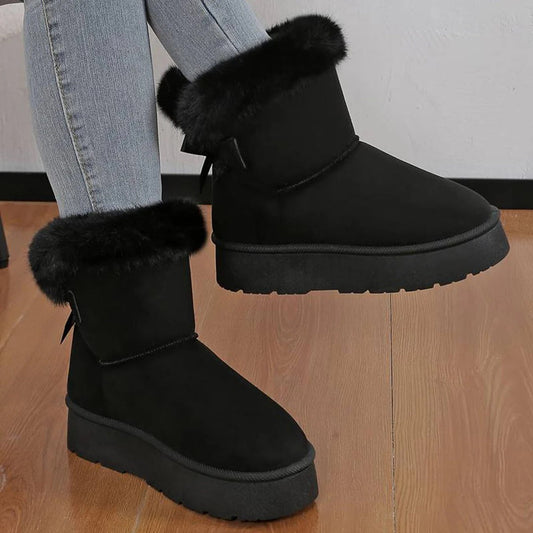 Bottes mi-mollet femme – Doublure fourrure – Semelle épaisse – Finition suédée