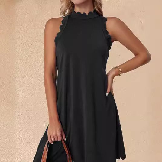 Robe femme – Mini longueur – Coupe trapèze – Coton léger – Ourlet à volants