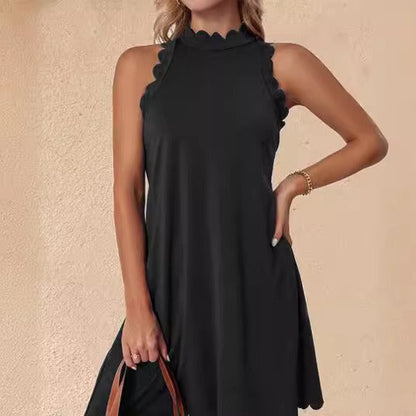 Robe femme – Mini longueur – Coupe trapèze – Coton léger – Ourlet à volants