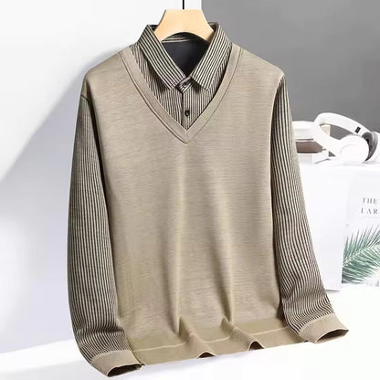 Sweatshirt polo homme – Maille légère – Coupe droite – Look superposé chic