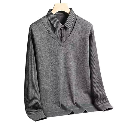Sweatshirt polo homme – Maille légère – Coupe droite – Look superposé chic