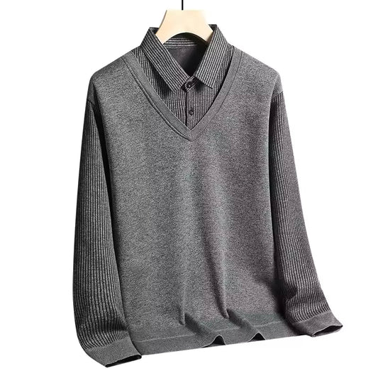 Sweatshirt polo homme – Maille légère – Coupe droite – Look superposé chic