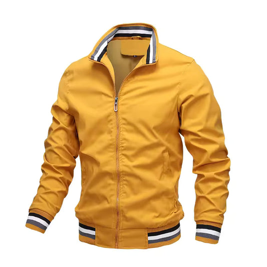 Blouson homme – Coupe décontractée – Style bomber – Tissu déperlant – Finitions côtelées