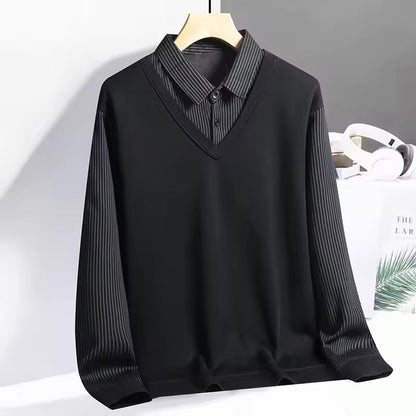 Sweatshirt polo homme – Maille légère – Coupe droite – Look superposé chic