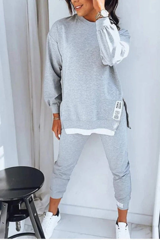 Ensemble féminin de détente – Sweat oversize col rond et jogger fuselé – Mélange coton respirant