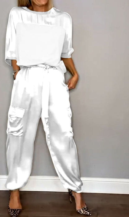 Ensemble Lounge Femme - Satin Doux - Confort Élégant - Tenue Décontractée Chic
