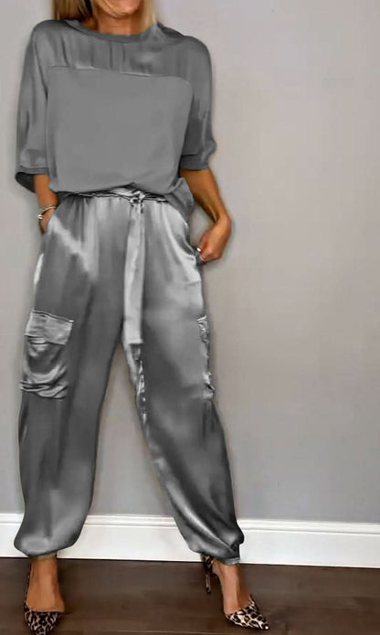 Ensemble Lounge Femme - Satin Doux - Confort Élégant - Tenue Décontractée Chic