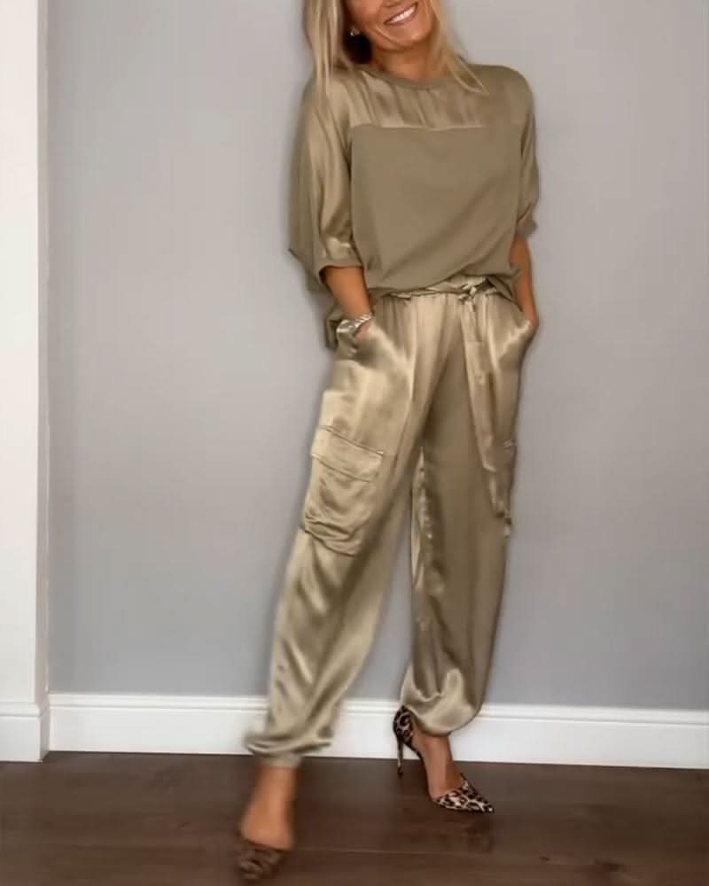 Ensemble Lounge Femme - Satin Doux - Confort Élégant - Tenue Décontractée Chic