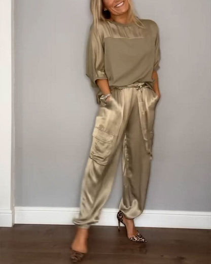 Ensemble Lounge Femme - Satin Doux - Confort Élégant - Tenue Décontractée Chic