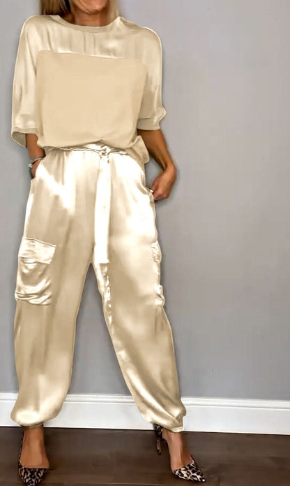 Ensemble Lounge Femme - Satin Doux - Confort Élégant - Tenue Décontractée Chic