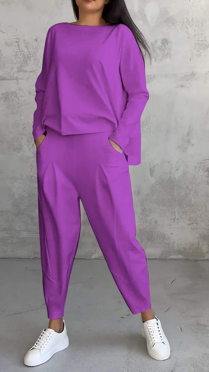 Ensemble Lounge Femme – Coupe Ample – Maille Douce – Pantalon Jambe Droite