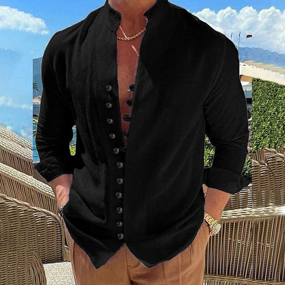 Roger - Chemise élégante en coton avec une élégante patte de boutonnage