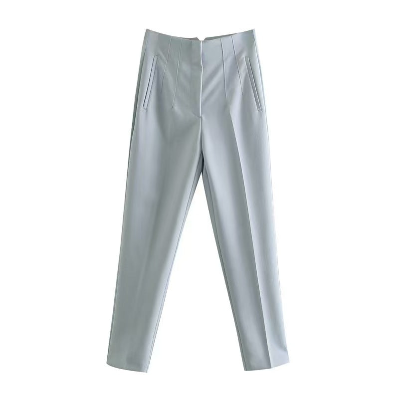 Pantalon Femme - Taille Haute - Coupe Ajustée - Pinces Élégantes - Tissu Léger Respirant