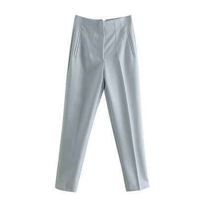 Pantalon Femme - Taille Haute - Coupe Ajustée - Pinces Élégantes - Tissu Léger Respirant