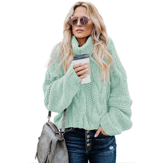 Pull col roulé en maille épaisse pour femme