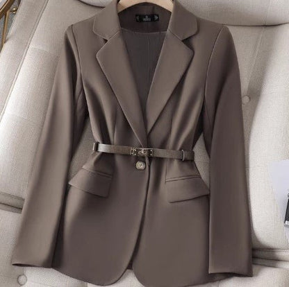 Blazer femme – Coupe cintrée – Ceinture à la taille – Manches longues élégantes