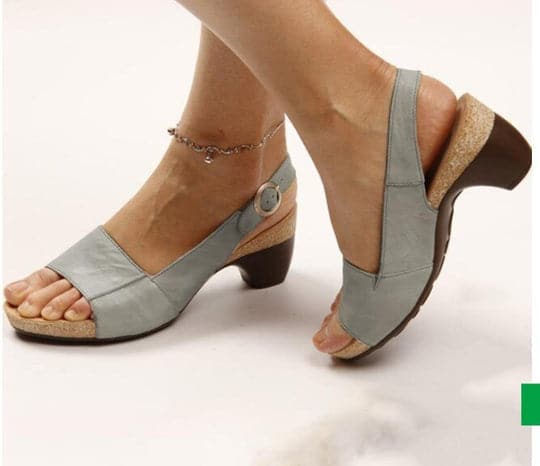 Sandales Femme - Talon Bas Bloc - Bout Ouvert - Bride Réglable - Confort Quotidien