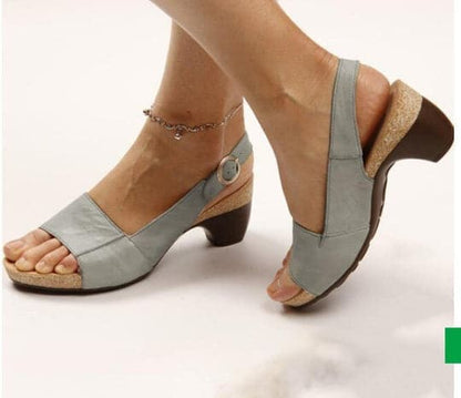 Sandales Femme - Talon Bas Bloc - Bout Ouvert - Bride Réglable - Confort Quotidien