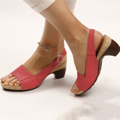 Sandales Femme - Talon Bas Bloc - Bout Ouvert - Bride Réglable - Confort Quotidien