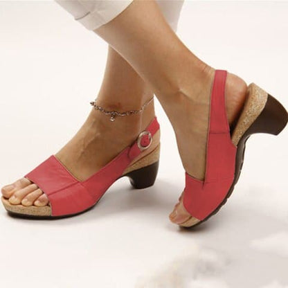 Sandales Femme - Talon Bas Bloc - Bout Ouvert - Bride Réglable - Confort Quotidien