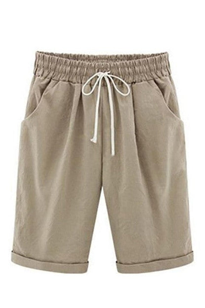 Short femme décontracté – Coupe ample – Taille élastique à cordon – Tissu respirant – Poches latérales