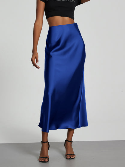 Jupe Midi Femme - Satin Fluide - Coupe Évasée Élégante